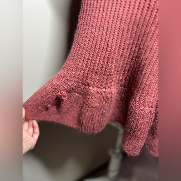 Chunky Knit Sweater Listicle Mauve Cropped Cowl Neck Acrylic size Small - Picture 8 of 11